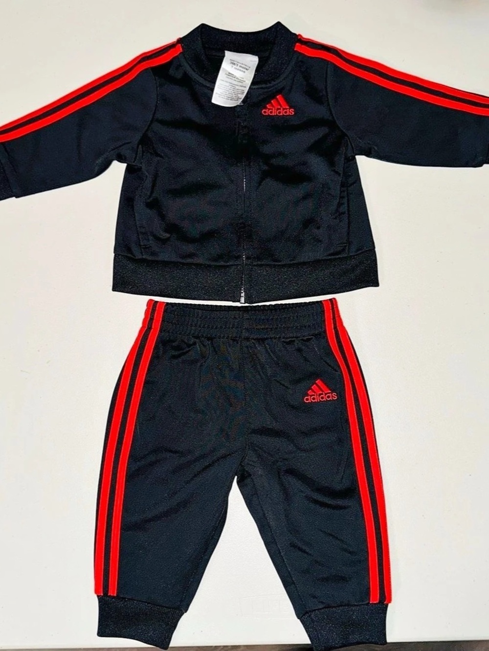 adidas Infant Classic Track Set Baby 3 Months Black & Red
